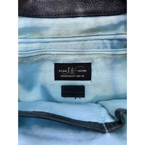 Wilson’s Leather Tote Bag Green Buckle Pebbled Shoulder Purse Y2K Academia Vtg - Picture 8 of 13